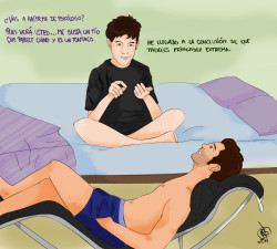 lalitadream:  fanficsom:  Bueno, lo prometido es deuda ^_^ no pude evitar dibujar esta escena me causo mucha gracia y ternura a la vez porque después de acostarse, donde están torpes y tímidos empiezan a actuar de manera natural y como son ellos de