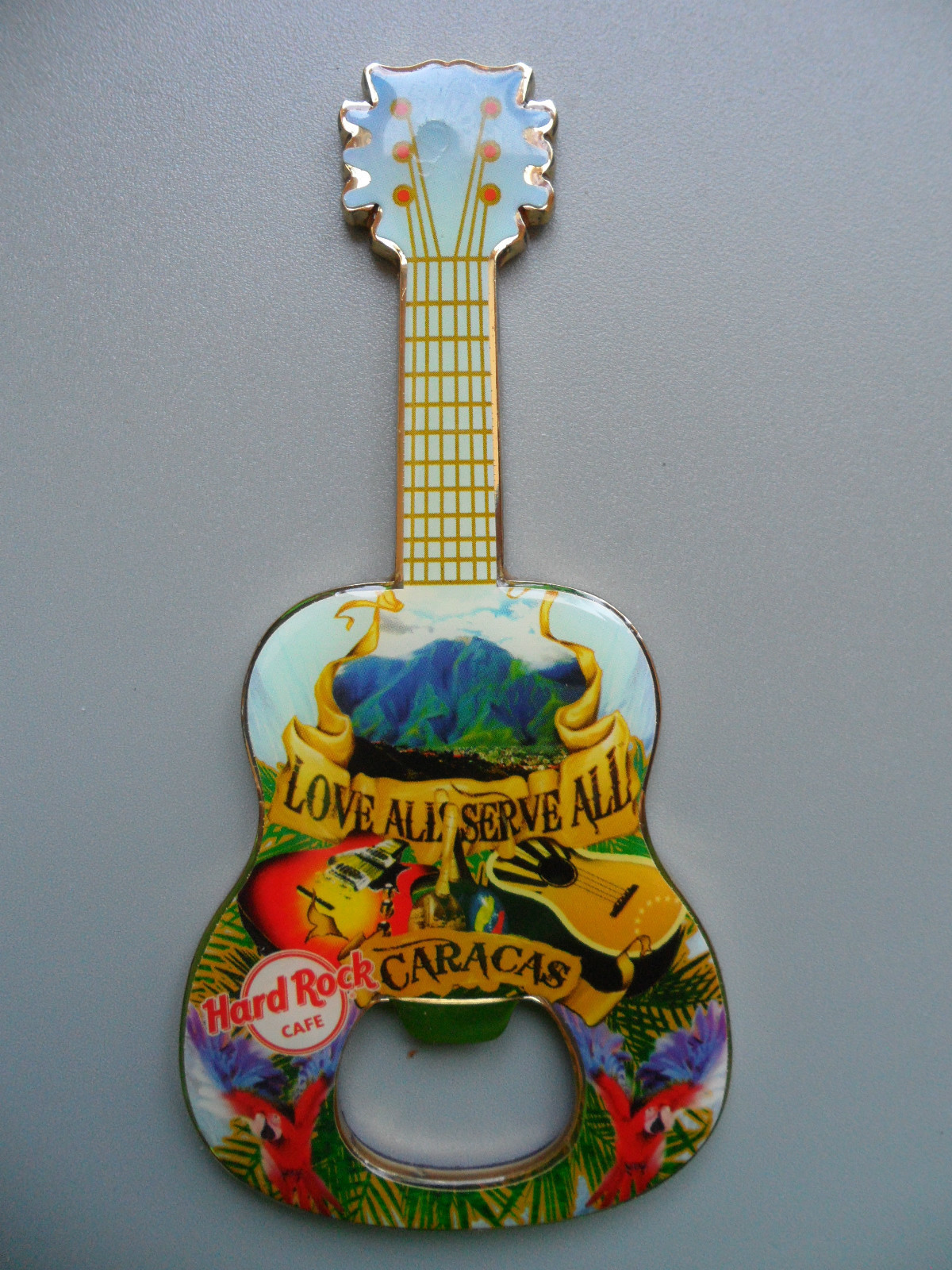 ebay-venezuela:  Hard Rock Cafe Caracas Guitar Shape Magnet Bottle Opener http://ebay-venezuela.tumblr.com/search/HARD+ROCK+CAFE