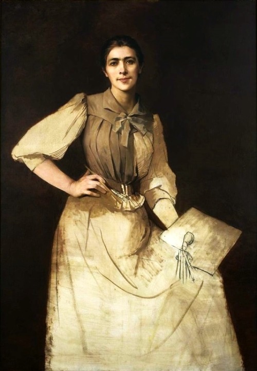 spoutziki-art:Anna Bilińska-Bohdanowicz (1857–1893), Self-portrait (unfinished), 189