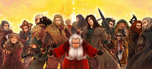 hakwsfire:  An UNEXPECTED Journey http://www.pixiv.net/member_illust.php?id=4612339 OMG Kili has Bilbo’s head XD 