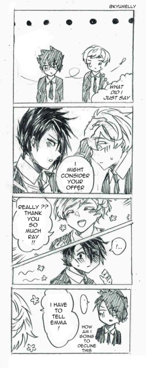 Sorry not sorry (Ray x Norman!) quick comic done with a pencil :^)Highschool AU by @mya-rt and @/soc