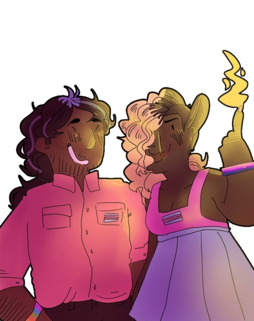 3sides1eye:[Id A digital drawing of Duck Newton and Lup from The Adventure Zone. Duck is a dark skin