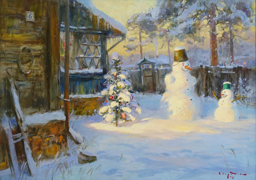 myfairynuffstuff:

Sergey Sviridov (b.1964) - Soon the New Year. 2015. Oil on canvas. 