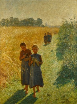 pwlanier:Emile ClausBelgian1849 - 1924Girls in the Fieldsigned Emile Claus lower