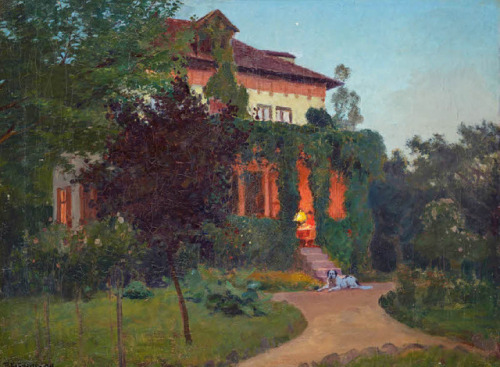 huariqueje:Evening Grötzingen (artist’s house)  -   Friedrich Kallmorgen , 1889German 1856-1924Oil o