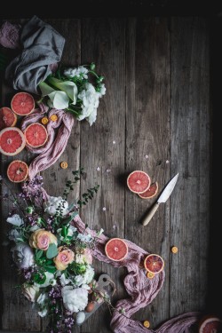 sweetoothgirl:  GRAPEFRUIT MASCARPONE PANCAKES WITH MAPLE CREME FRAICHE  