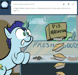ask-mlpsoarin:  I could finally go after my dream.   X3