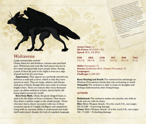 fisherrend:WolravensFinished an old sketch of mine from years ago. I’ve had these creatures for even