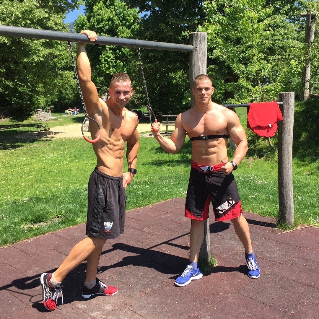 slovak-boys:  Shirtless Slovak boys Roman and Vilo