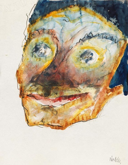 Head   -  Emil Nolde  1916German 1867-1956Watercolour and ink