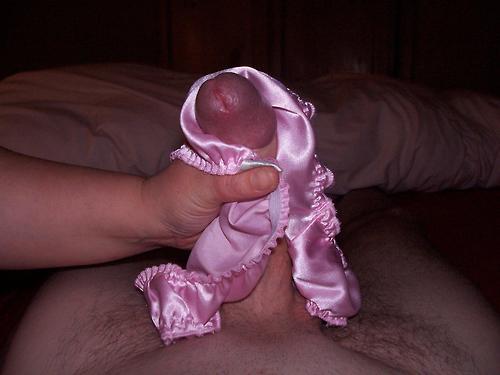 Panty wank pink satin