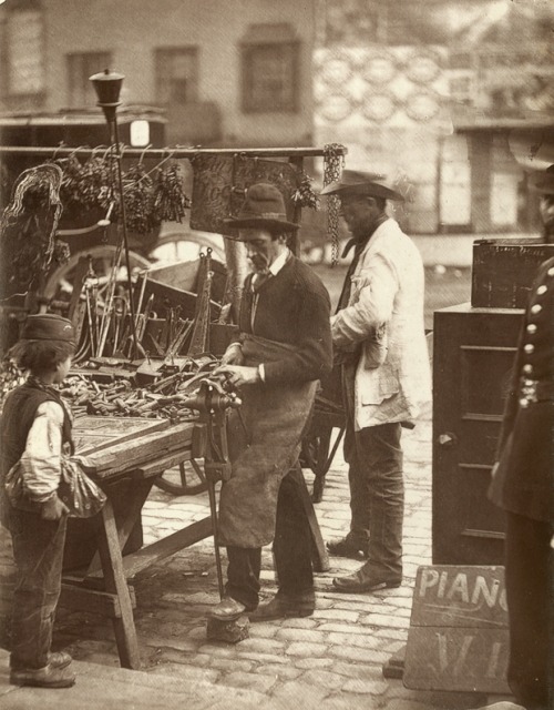 The Street Locksmith (1877), from Street Life in London by John Thomson and Adolphe Smith: &ldquo;Th