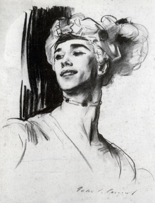 artist-sargent:  Vaslav Nijinsky in Le Pavillon d'Armide, John Singer SargentMedium: charcoalhttps://www.wikiart.org/en/john-singer-sargent/vaslav-nijinsky-in-le-pavillon-d-armide-1911