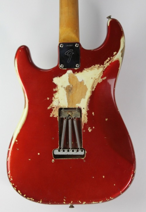 gearandstuff:1966 Fender Stratocaster Candy Apple Red over Olympic White