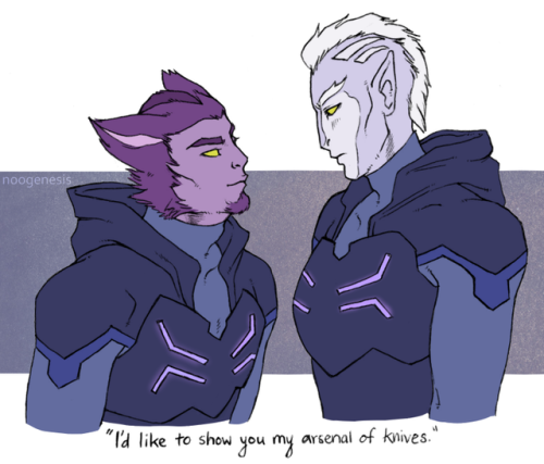 noogenesis:Younger Blades, with Thace gettin’ his flirt on~(I’m stress-drawing Galra right now, if y