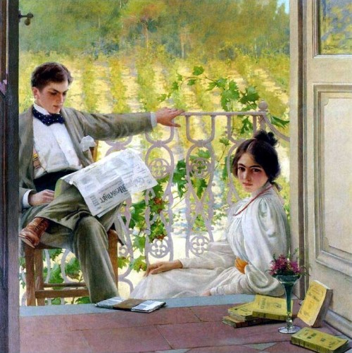 Vittorio Matteo Corcos - Pomeriggio in terrazza (Afternoon on the Terrace) (c. 1900)