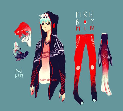 nkim-doodles:Fish Boy Min. UPDATE: Cat Queen Dahlia. 