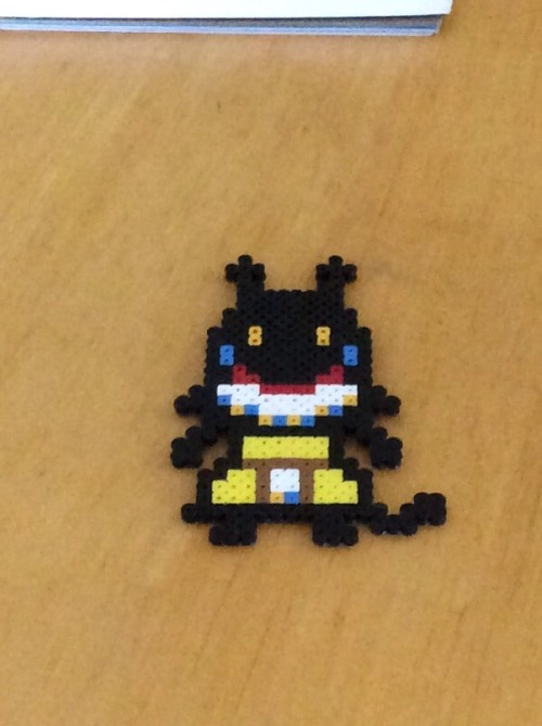 technocatmagic:I made a perler bead Mafdet!! Bast is next but I need to pick up some more black bead