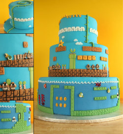 theawkwardgamer:  Super Mario Bros. Cake by cakecrumbs