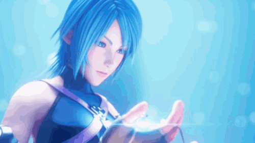 whatsinaframe:  endless list of fav female characters 6/?Aqua (Kingdom Hearts)“One day when you’re in trouble, the light within you will lead you to the light of another. Someone to keep you safe.“  