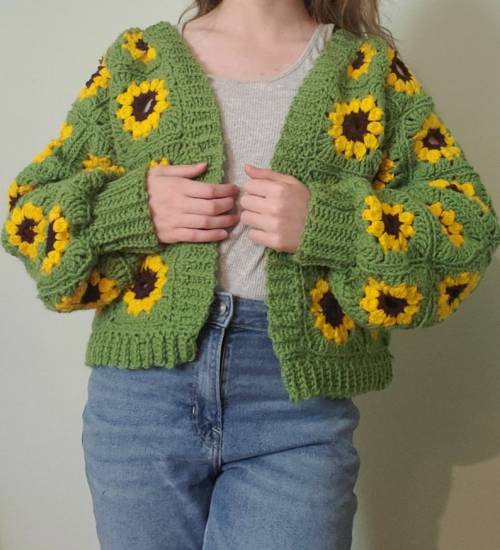 littlealienproducts:The Sunflower Cardigan Crochet Pattern by PopCultureCrochetCA 