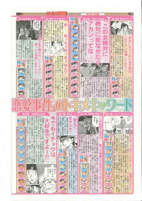 Páginas interiores del primero de tres diarios mensuales de Detective Conan en conmemoración por el 