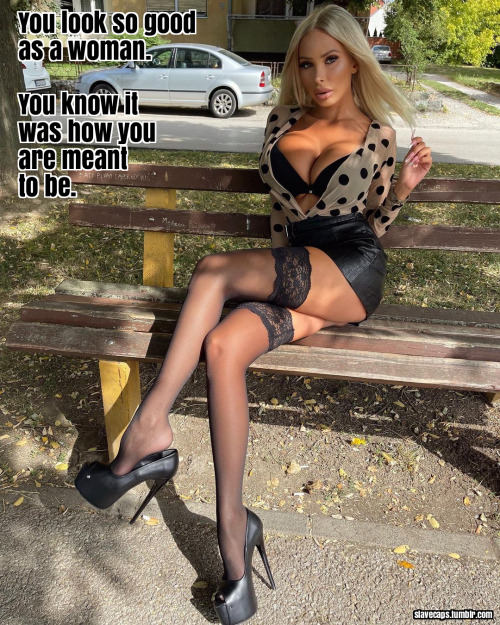 slavecaps:slave captions chastity sissy bodymod body mod breasts heels highheels bdsm transgender tr