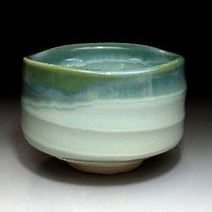 Japanese tea accesories:Japanese Tea Bowl of Seto Ware, Icy water glaze by Eichi Kato.Upsized Matcha