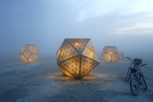 crossconnectmag:         HYBYCOZO, or the Hyperspace Bypass Construction Zone, is a series of sublime, laser cut cosmic objects, ranging from a Burning Man art installation to design pieces for the home. The project is inspired by the intersection of