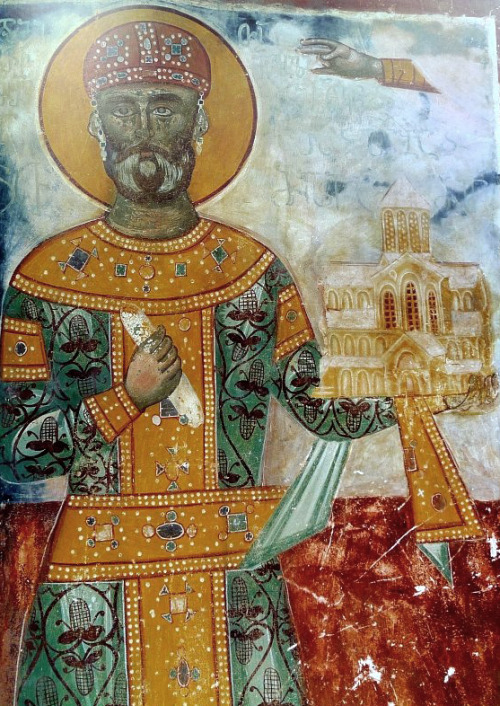 King David IV the Builder.Fresco from Gelati Monastery (est. 1106).