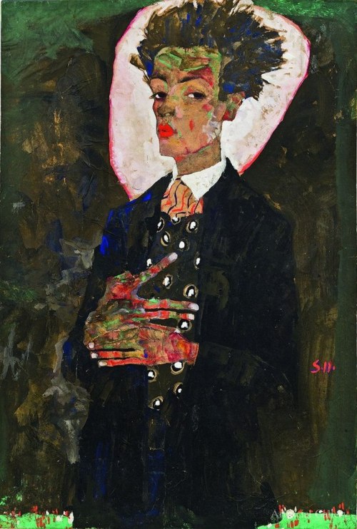 Egon Schiele“Self-Portrait with Peacock Waistcoat“