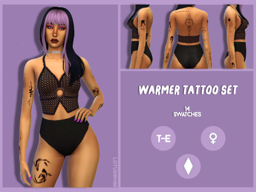 WARMER TATTOO SETbase game compatiblefemale1 swatch with the full set and 14 individual swatches to 