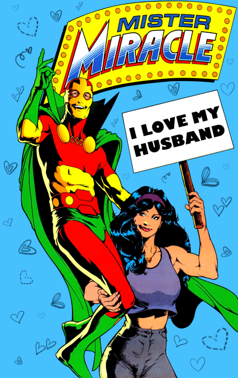 autisticcassandracain:[Image: edit of Scott Free and Big Barda from DC Comics. It shows Barda, in ci