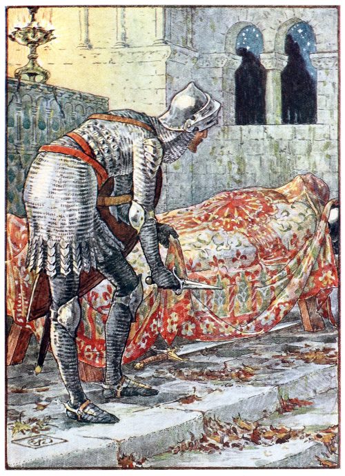 oldbookillustrations:Sir Lancelot in the chapel perilous. Walter Crane, from King Arthur’s knights