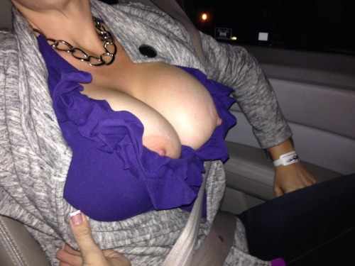 calibigirl:  At the stop sign! Little flash for you from last night. 💋  KIK: AllNaturalBoobs / Hot guys/girls/couples over 21+ only 💋