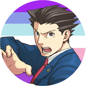 → matching t4t PHOENIX WRIGHT &amp; MILES EDGEWORTH icons.[ID: 4 circular icons of Phoenix 