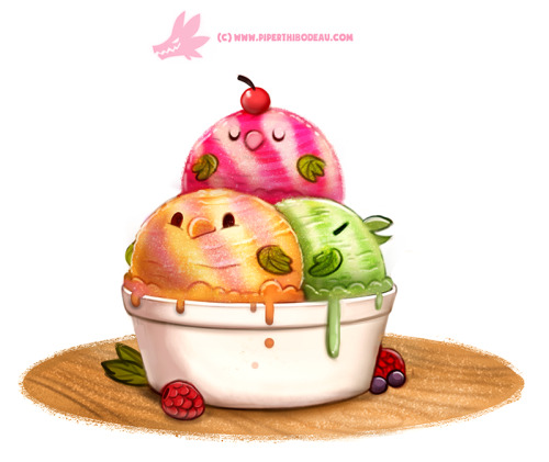 cryptid-creations: Daily Paint #1227. Sherbird Icecream by Cryptid-Creations Time-lapse, high-res an