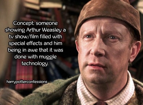 Concept: someone showing Arthur Weasley a tv show/film filled with special effects and him being in 