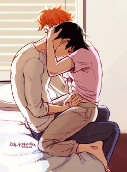 reallycorking:a kagehina from this very sexy fic: routine