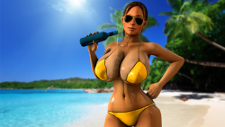 tokesmeedeveryway:  Sheva beach tease.  u wana drink? on the house. or, more like, on her tits.  
