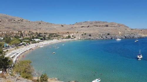 The View From Above #lindos #rhodes #beach #greece #beautifulbeaches (at San Paul Bay Lindos)