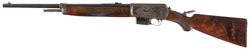 Factory engraved Winchester Model 1907 semi automatic rifle, early 20th century.