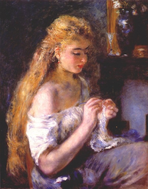 Pierre-Auguste Renoir, Girl Crocheting, 1875.