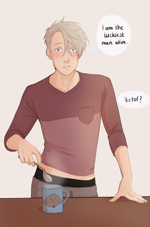 hachidraws:It’s laundry day (aka, accidentally torture Victor cus that was the only clean shir