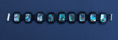 valarhalla:The finished Abalone bracelet I’ve been working on for quite a while. It’s possibly the m