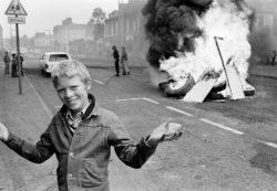 soldiers-of-war:  UK. Northern Ireland. Belfast. 1978. Stone-throwing boy during a riot.Photograph: Chris Steele-Perkins/Magnum Photos