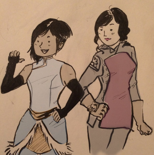 iahfy:  bevelation:  happy Ship-mas iahfy!  So sorry for being late, I couldn’t decide what to draw!  I had grand plans for multiple AUs but it seems cutesy sepia toned korrasami is what happened instead.    thanks! love everything here (´∀｀=)