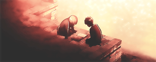 Hey, Armin… You’re the one who told me about the outside world. So… I’m going out there… SnK Gifs Pe