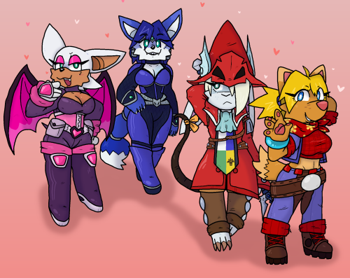 genopaint: Some of my favorite hot furry girls from some of my favorite games Krystal, Rouge, Shazz