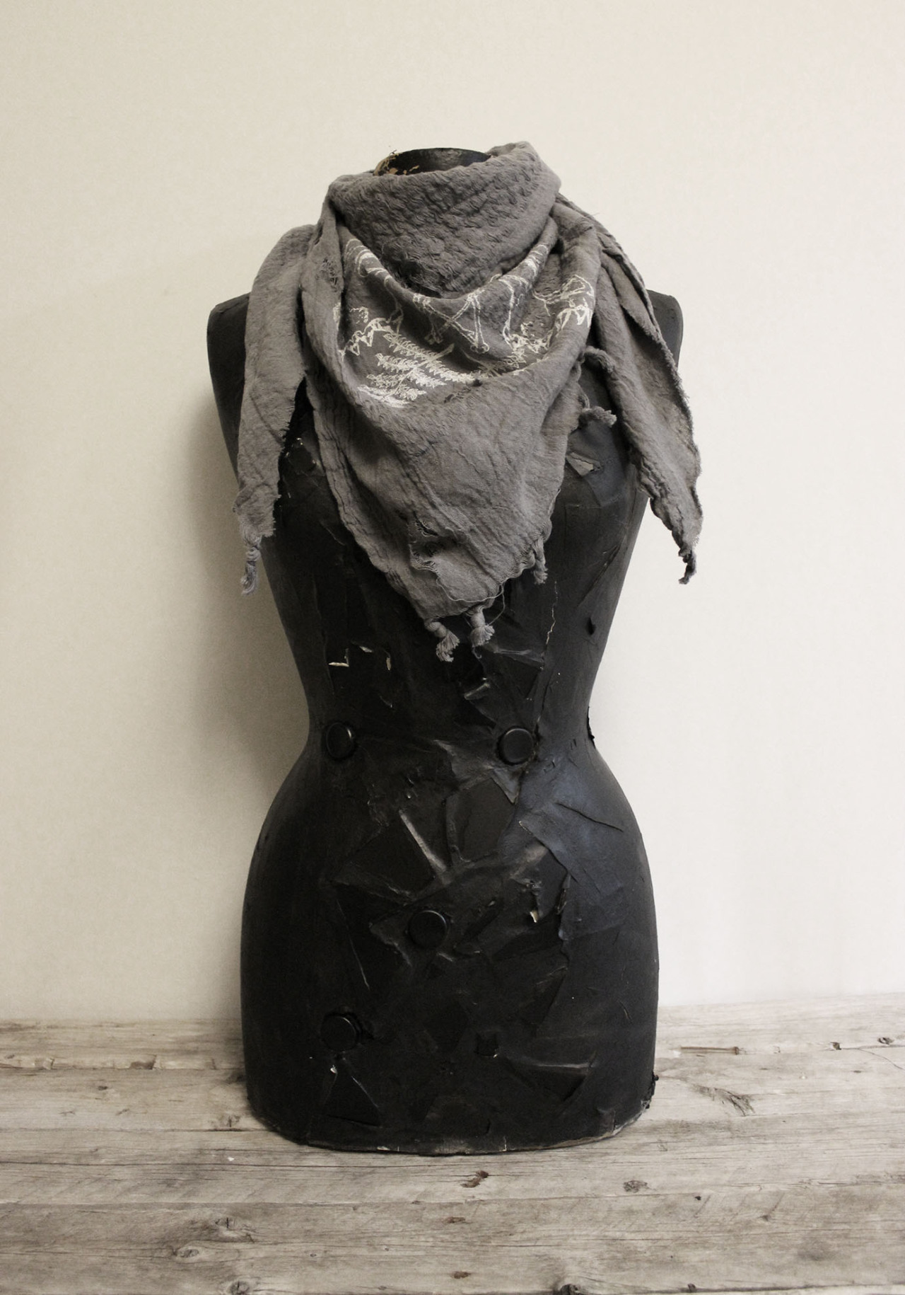 sovrinapparel:  Wolf Skull destroyed scarf in stone just added to the etsy shop!
